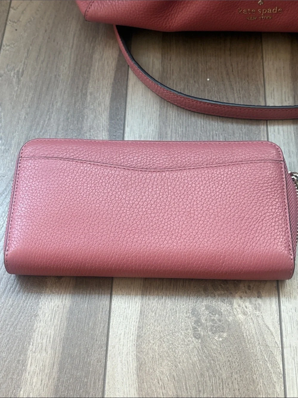 kate spade Rose deep Pink Pebbled Leather Satchel/crossbody with Wallet